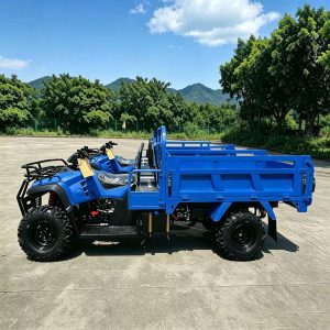 High-Chassis 4-Wheel Farm Transport Vehicle, Blue Off-Road Hauler